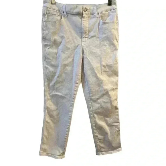 White House Black Market High-Rise Straight Leg Jeans Size 12 White Denim - Picture 1 of 9